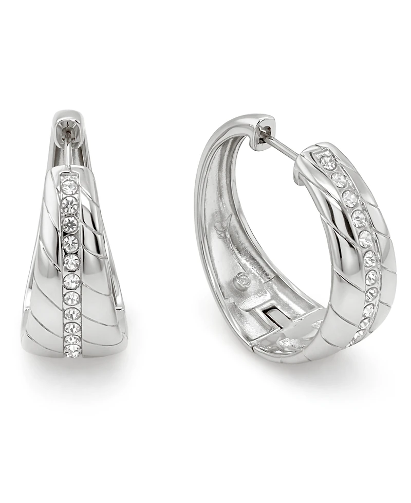 And Now This Crystal Center Graduated Hinged Hoop Earrings