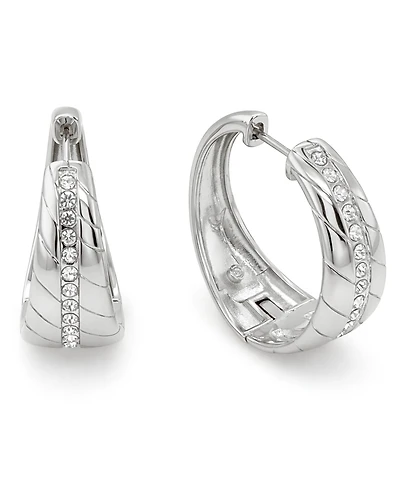 And Now This Crystal Center Graduated Hinged Hoop Earrings