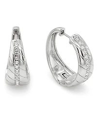 And Now This Crystal Center Graduated Hinged Hoop Earrings