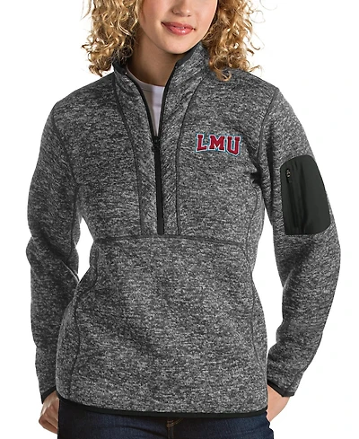 Antigua Women's Heather Black Loyola Marymount Lions Fortune Half-Zip Pullover Sweater