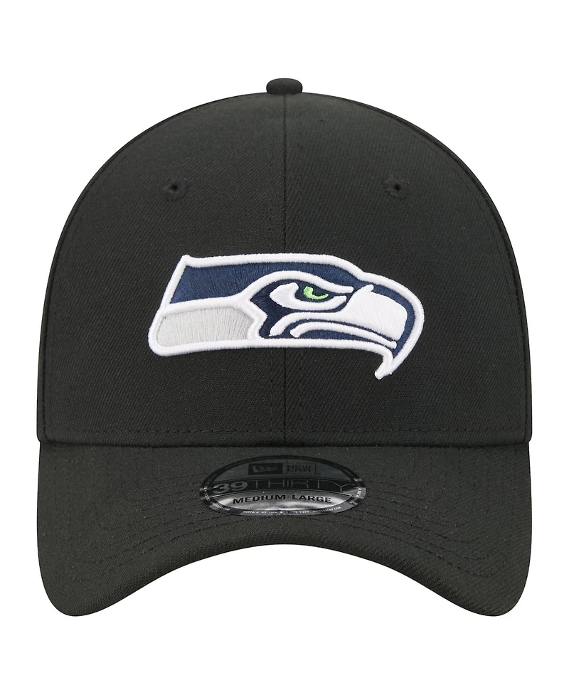 New Era Men's Black Seattle Seahawks Core Team 39THIRTY Flex Hat