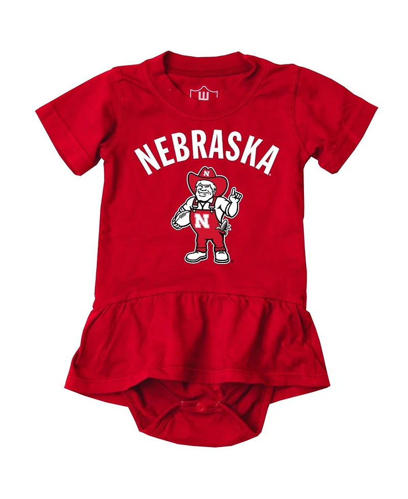 Wes & Willy Baby Girls Scarlet Nebraska Huskers Skirted Bodysuit