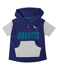 Outerstuff Baby Boys and Girls Teal/Purple/Gray Charlotte Hornets Bank Shot Bodysuit, Hoodie T-Shirt Shorts Set
