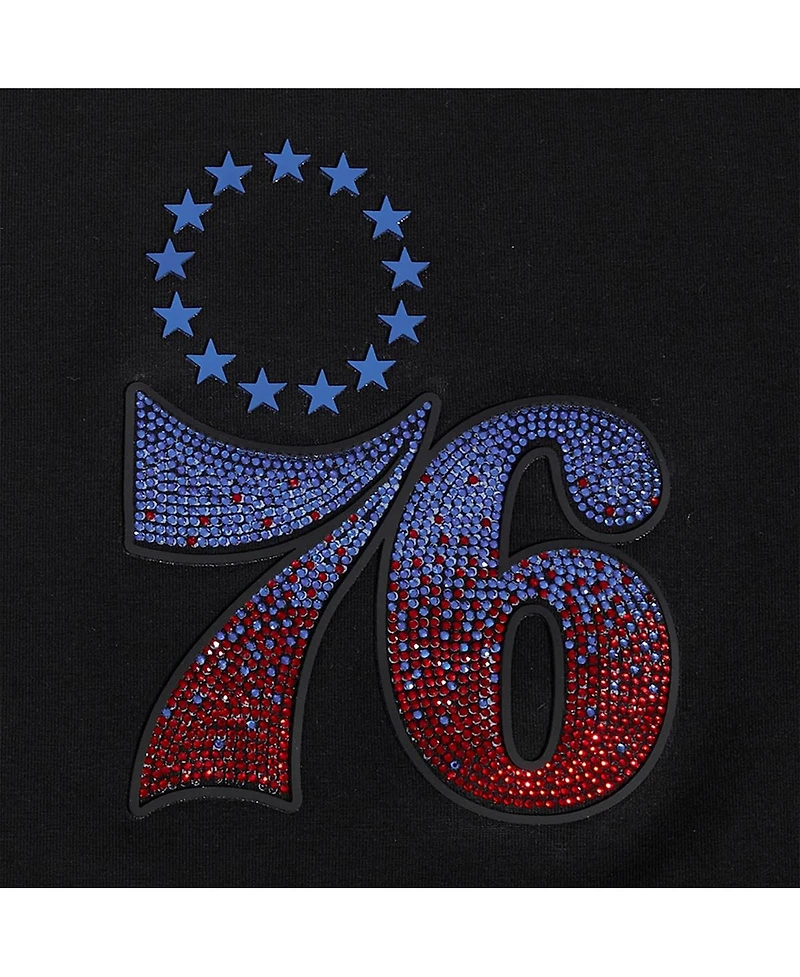 Pro Standard Women's Black Philadelphia 76ers Jewels Boxy Cropped T-Shirt