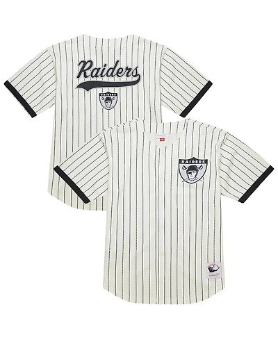 Mitchell & Ness Men's Cream Las Vegas Raiders Big Tall Heavyweight Mesh Button-Up Fashion Jersey