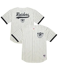 Mitchell & Ness Men's Cream Las Vegas Raiders Big Tall Heavyweight Mesh Button-Up Fashion Jersey