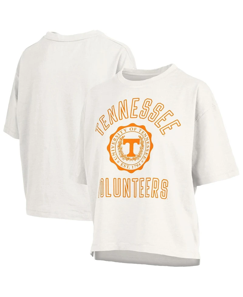 Pressbox Women's White Tennessee Volunteers Motley Crew Bishop Waist Length Oversized Slub T-Shirt