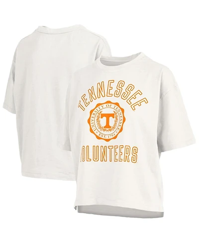 Pressbox Women's White Tennessee Volunteers Motley Crew Bishop Waist Length Oversized Slub T-Shirt