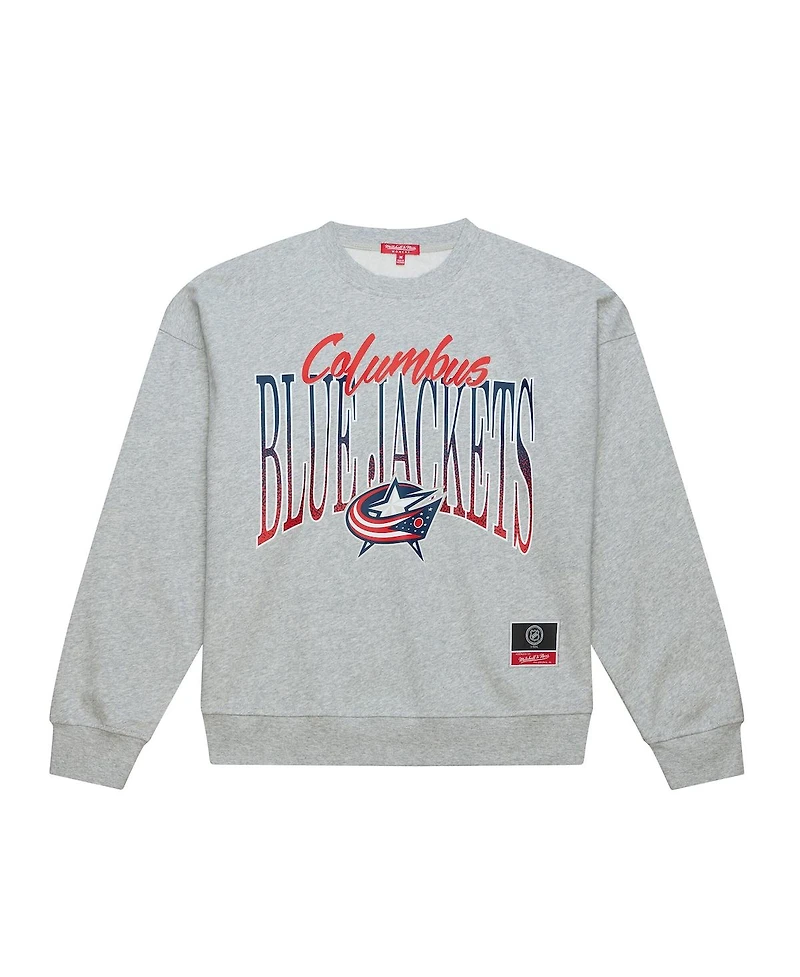 Mitchell & Ness Women's Heather Gray Columbus Blue Jackets Hockey Night Sweatshirt