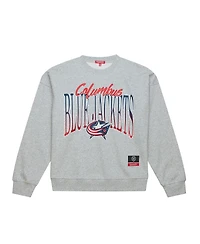 Mitchell & Ness Women's Heather Gray Columbus Blue Jackets Hockey Night Sweatshirt