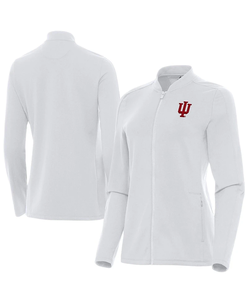 Antigua Women's White Indiana Hoosiers Continual Full-Zip Jacket