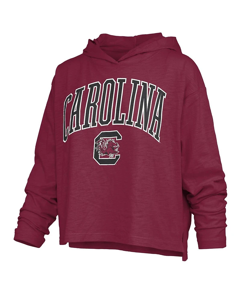Pressbox Women's Garnet South Carolina Gamecocks Nelson Arch Over Logo Long Sleeve Hooded Slub T-Shirt