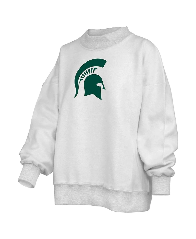 Pressbox Women's Heather Gray Michigan State Spartans Reversible Sweatshirt