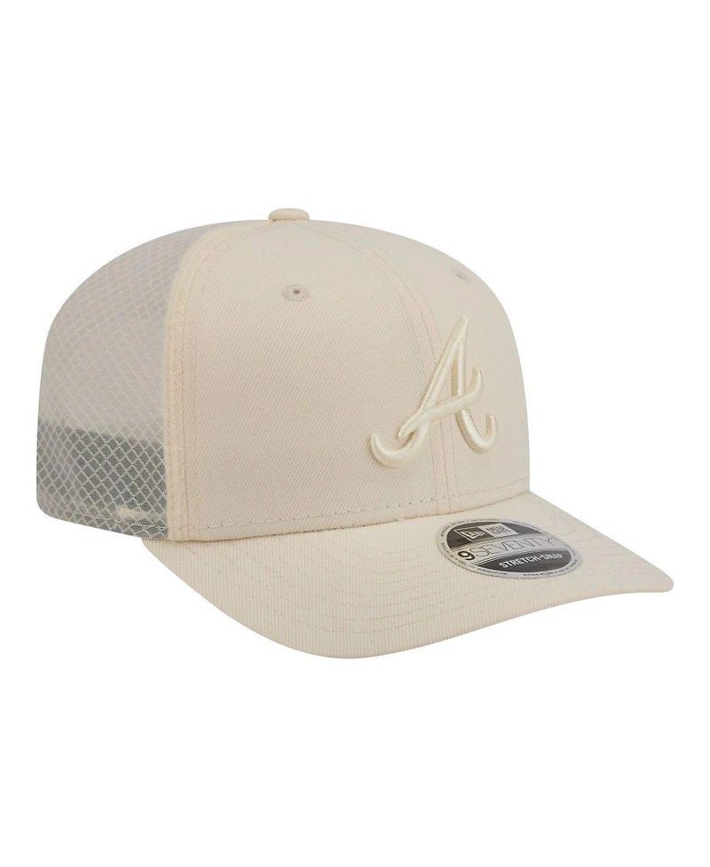 New Era Men's Light Beige Atlanta Braves Color Pack 9SEVENTY Trucker Adjustable Hat
