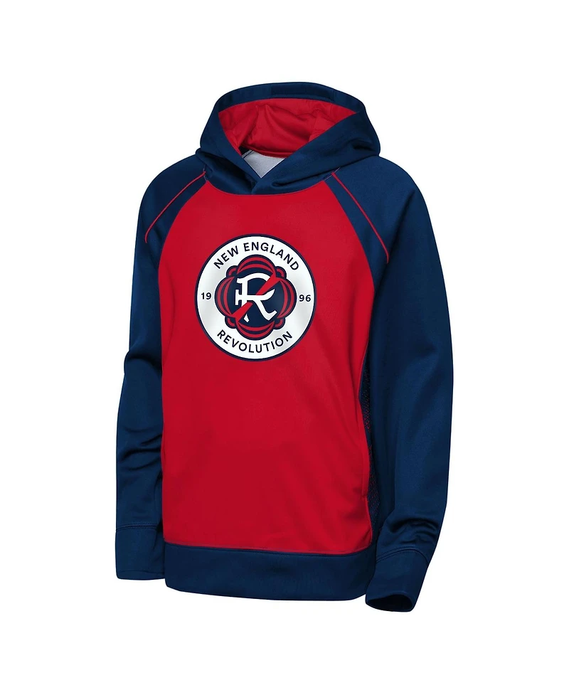 Outerstuff Big Boys and Girls Red/Navy New England Revolution Striker Fleece Hoodie
