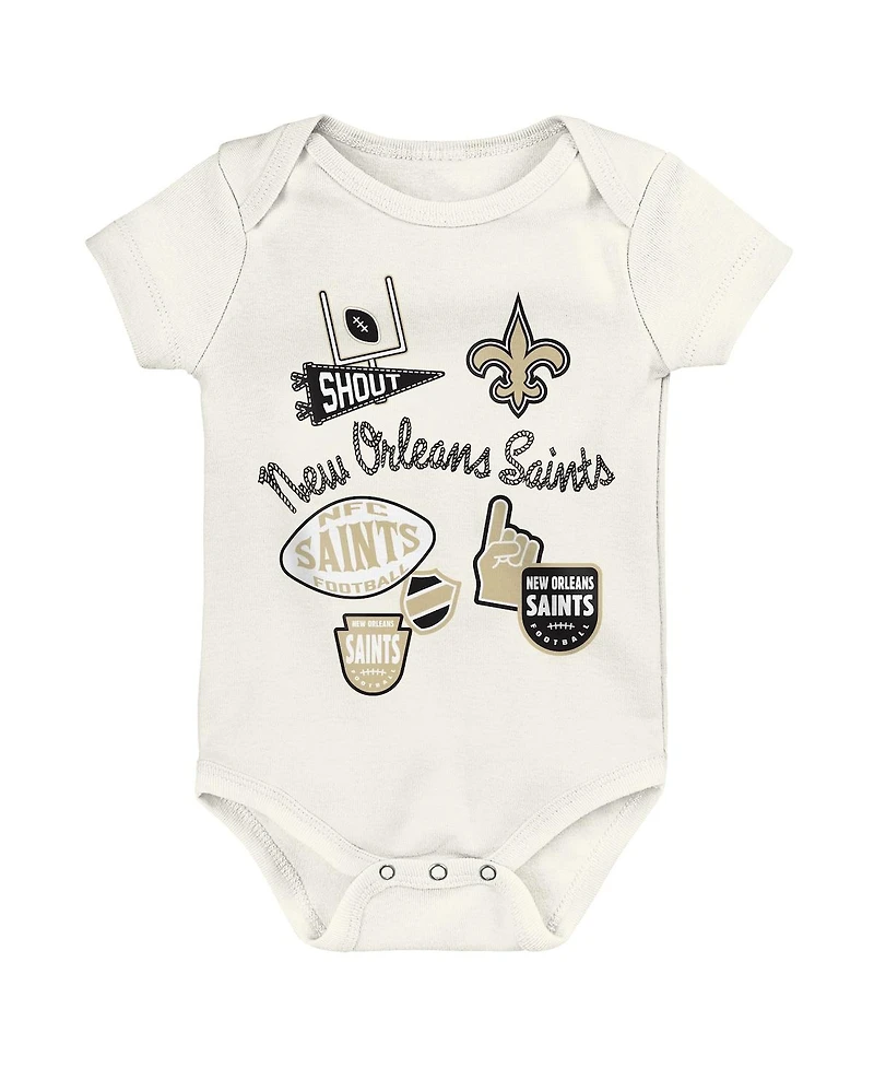 Outerstuff Baby Boys and Girls 3-Pack New Orleans Saints Littlest Player Bodysuit Set