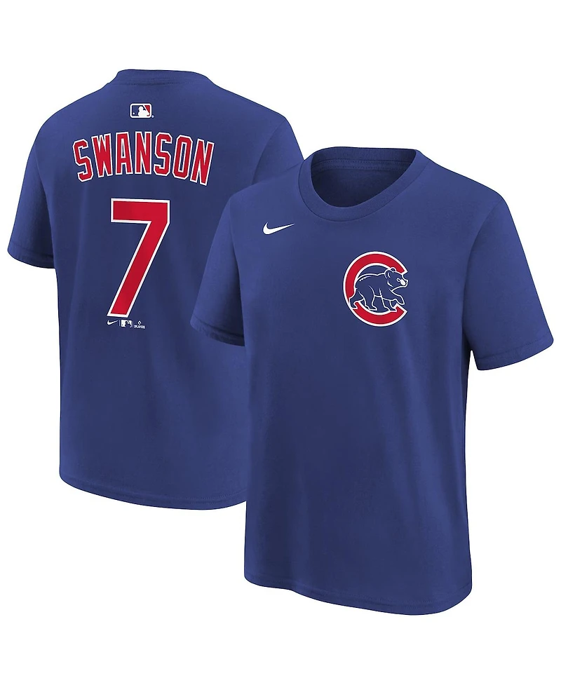Nike Big Boys and Girls Dansby Swanson Royal Chicago Cubs Name & Number T-Shirt