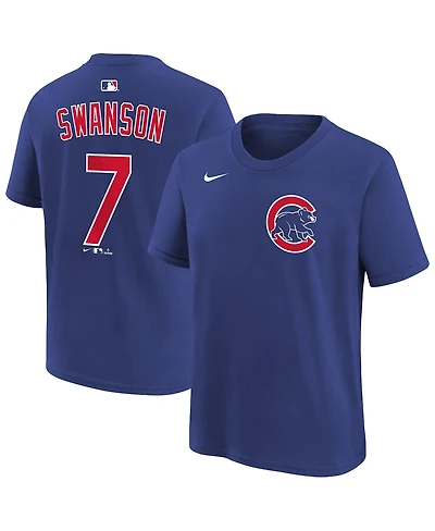 Nike Big Boys and Girls Dansby Swanson Royal Chicago Cubs Name & Number T-Shirt