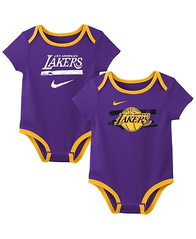 Nike Baby Boys and Girls 2-Pack Purple Los Angeles Lakers Courtside Premier Bodysuit Set