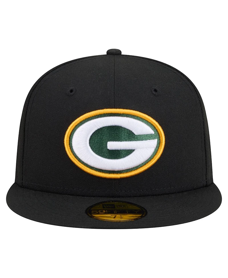New Era Men's Black Green Bay Packers 59FIFTY Fitted Hat