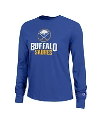Champion Women's Royal Buffalo Sabres Wordmark Lockup Long Sleeve T-Shirt
