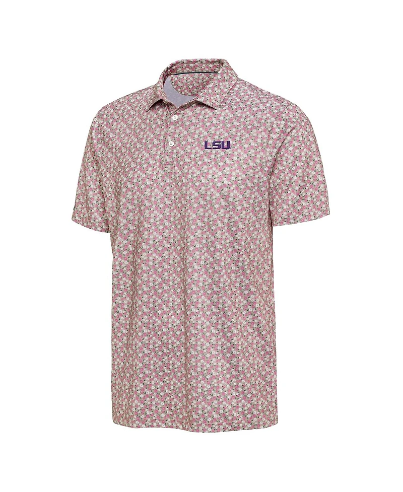 Antigua Men's Pink Lsu Tigers Desert Dry Dogwood Polo Shirt
