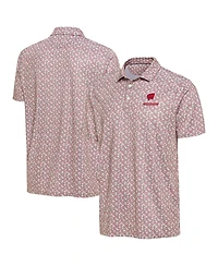 Antigua Men's Pink Wisconsin Badgers Desert Dry Dogwood Polo Shirt