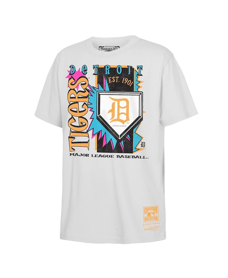 Mitchell & Ness Big Boys and Girls White Detroit Tigers Cooperstown Neon Field Shock T-Shirt