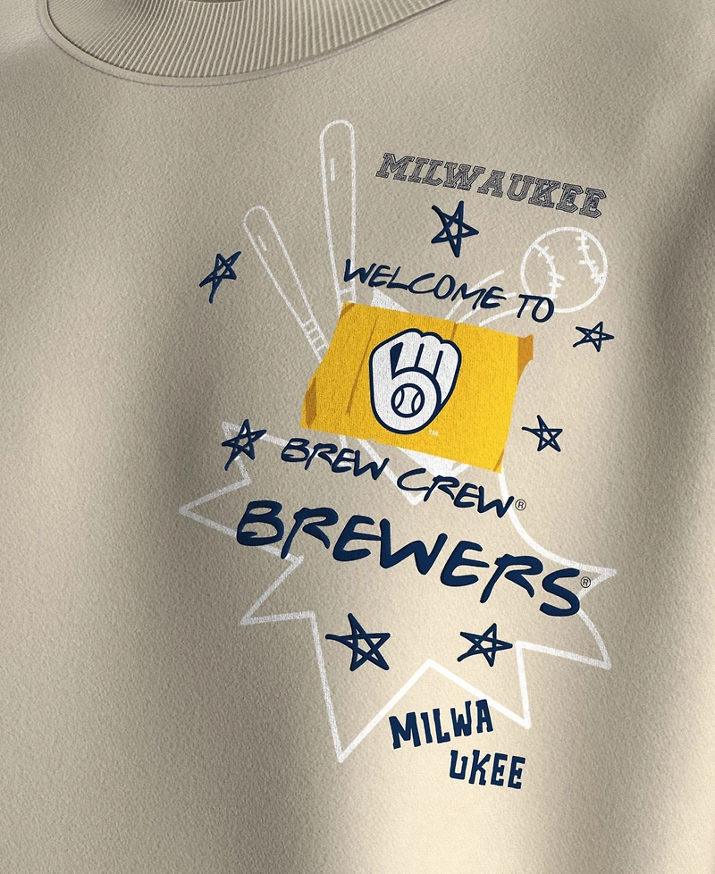 Fanatics Women's Beige Milwaukee Brewers Graffiti Fleece Sweatshirt