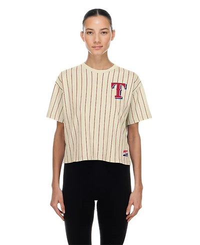 New Era Women's Cream Texas Rangers Throwback Boxy T-Shirt