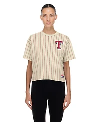 New Era Women's Cream Texas Rangers Throwback Boxy T-Shirt