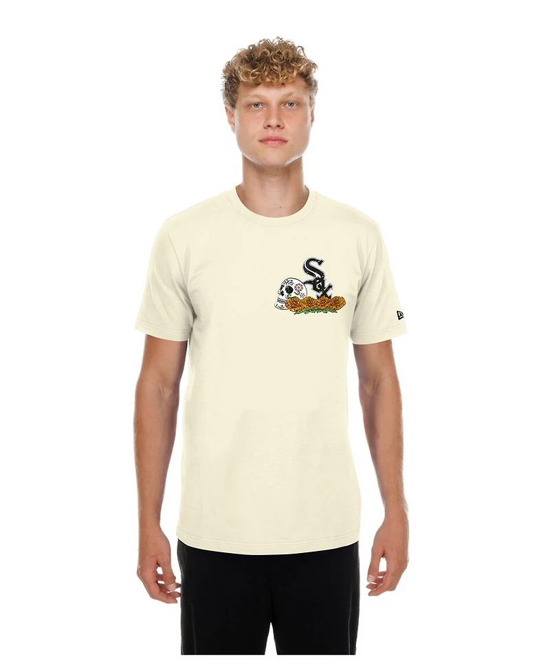 New Era Men's Natural Chicago White Sox Dia de los Muertos Sugar Skull T-Shirt