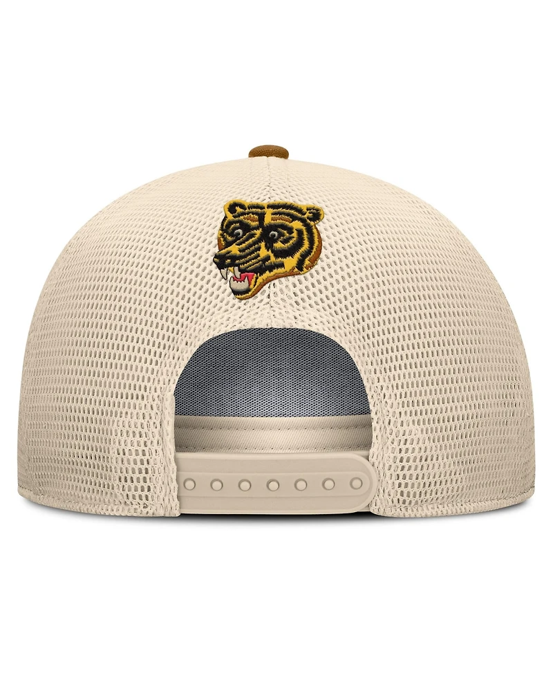 Fanatics Men's Brown/Cream Boston Bruins Heritage Fetch A-Frame Trucker Adjustable Hat