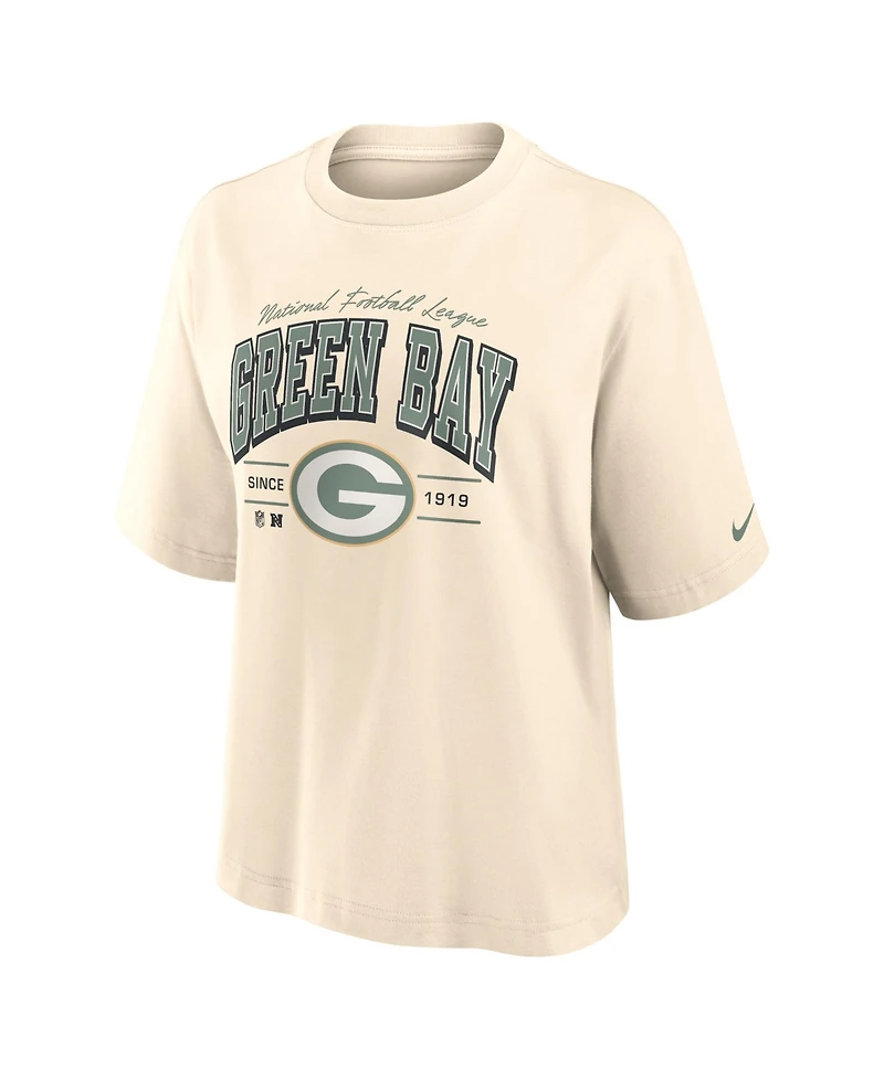 Nike Women's Cream Green Bay Packers Vintage Mod Boxy T-Shirt