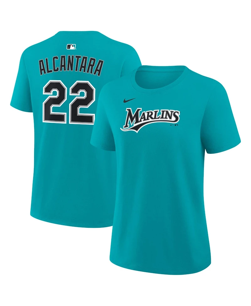Nike Women's Sandy Alcantara Teal Miami Marlins Name and Number T-Shirt