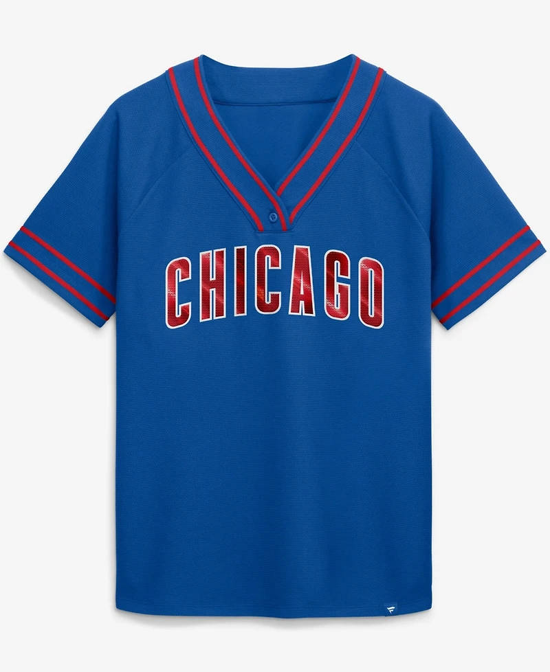Fanatics Women's Royal Chicago Cubs Diva Race Ahead Raglan V-Neck T-Shirt