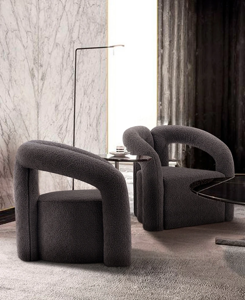 Manhattan Comfort Darian 2-Piece Boucle Upholstered Lounge Chairs