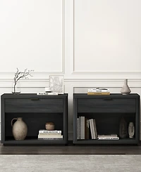 Manhattan Comfort Evelyn 2-Piece 32" Modern 1-Drawer Nightstands