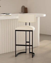 Manhattan Comfort Juno 18.5" Faux Leather Upholstered Metal Barstool