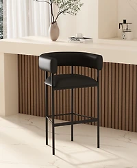 Manhattan Comfort Onda 24.4" Contemporary Faux Leather Upholstered Metal Barstool