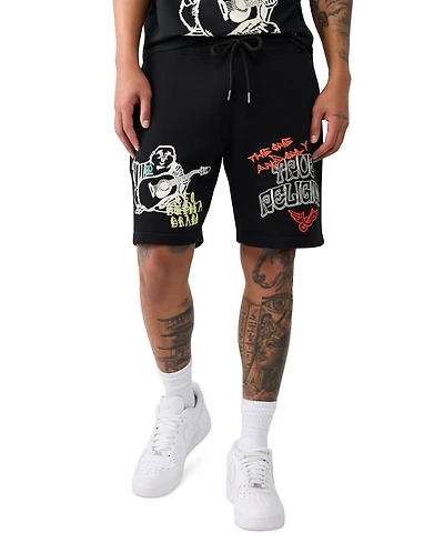 True Religion Men's Sloth Guitar Graphic Lightweight Shorts