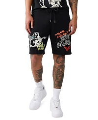 True Religion Men's Sloth Guitar Graphic Lightweight Shorts