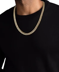 Macy's Men's Pave Diamond-Cut Curb Link Chain Necklace in 14k Two-Tone Gold Over Sterling Silver
