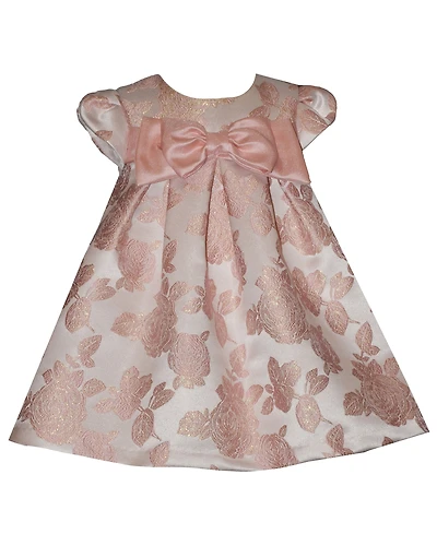 Bonnie Baby Girls' Short-Sleeve Trapeze with Bow Dress