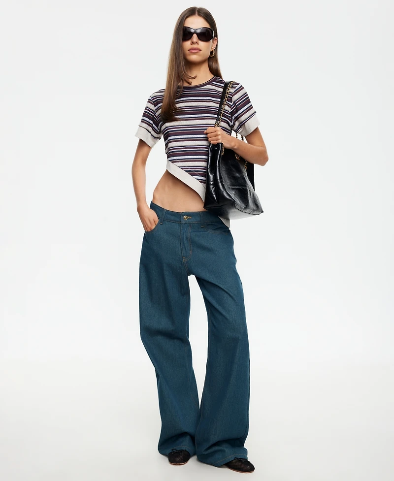 Lioness Women's Vintage-Inspired Stripe Crewneck Top
