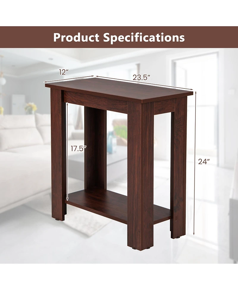 sumyeg 2-Tier Modern Compact End Table with Storage Shelf