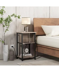 sumyeg 3-Tier End Table with Usb Ports and Power Outlets