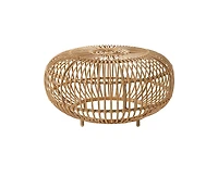 sumyeg Bohemian Faux Rattan Coffee Table Round Accent Table for Indoor and Outdoor Use