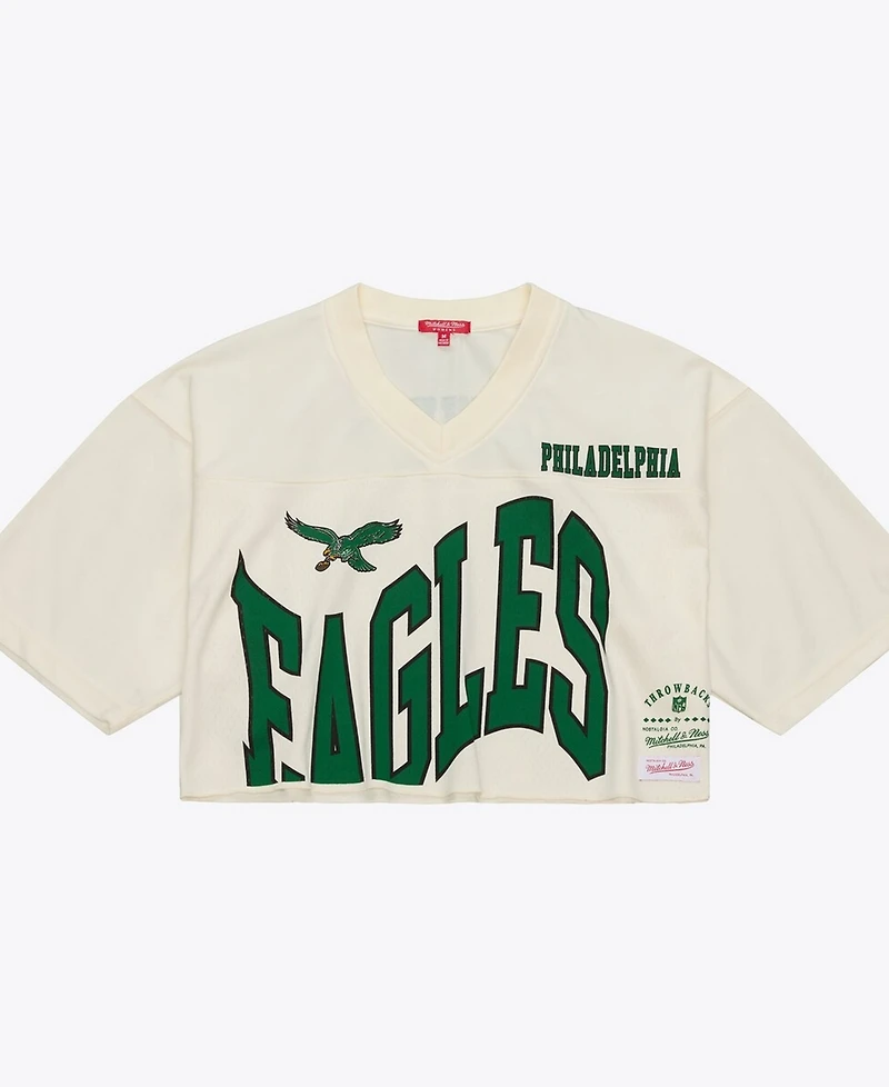 Mitchell & Ness Women's Randall Cunningham Cream Philadelphia Eagles Retired Player Cropped Fashion Jersey