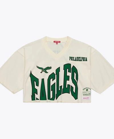 Mitchell & Ness Women's Randall Cunningham Cream Philadelphia Eagles Retired Player Cropped Fashion Jersey